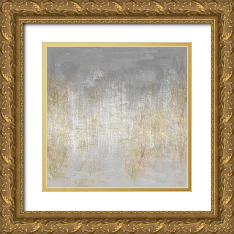 Abstract Shimmer Silver Gold Ornate Wood Framed Art Print with Double Matting by Vidal, Alicia