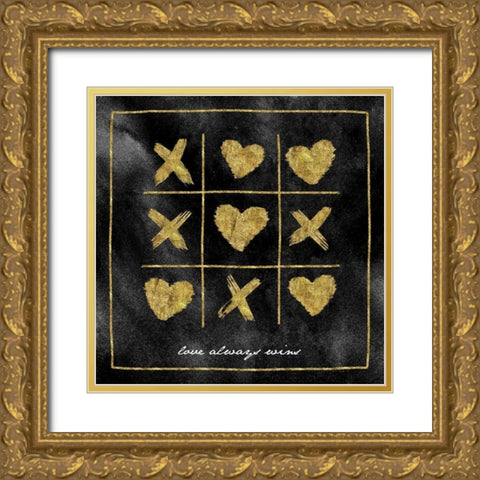 Xo Love Always Wins Gold Ornate Wood Framed Art Print with Double Matting by Vidal, Alicia