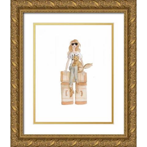 LA Travel illo Gold Ornate Wood Framed Art Print with Double Matting by Zyburt, Alicia