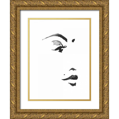Inked Portrait Gold Ornate Wood Framed Art Print with Double Matting by Zyburt, Alicia
