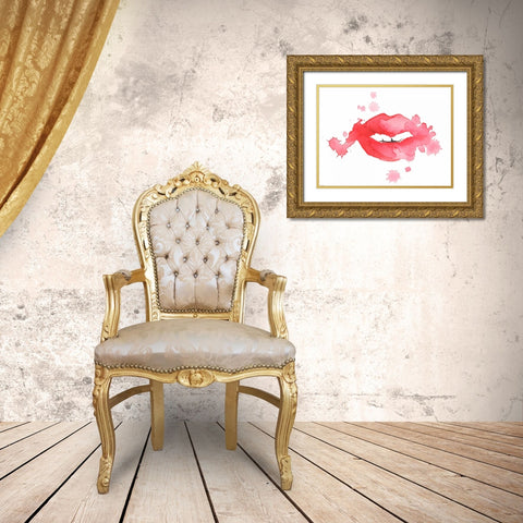 Lip Splash Gold Ornate Wood Framed Art Print with Double Matting by Zyburt, Alicia