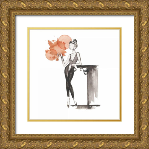 Entertain illo 4 Gold Ornate Wood Framed Art Print with Double Matting by Zyburt, Alicia