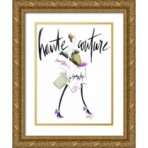 Haute Couture Purple Gold Ornate Wood Framed Art Print with Double Matting by Zyburt, Alicia