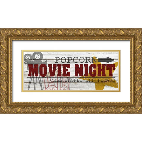 Movie Night Gold Ornate Wood Framed Art Print with Double Matting by Bailey, Ann