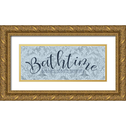 Bathtime Gold Ornate Wood Framed Art Print with Double Matting by Bailey, Ann