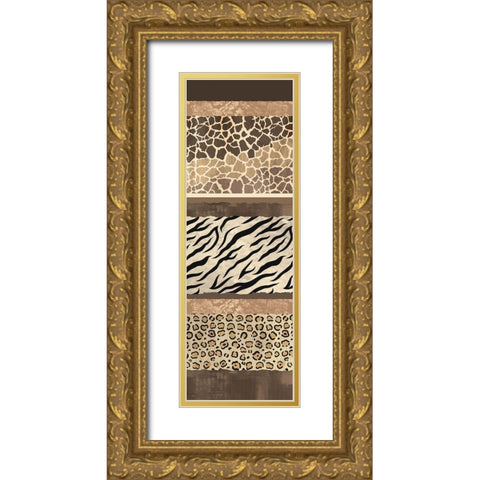Exotic Safari Panel Gold Ornate Wood Framed Art Print with Double Matting by Bailey, Ann