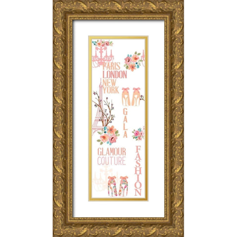 Fashion Floral 2 Gold Ornate Wood Framed Art Print with Double Matting by Bailey, Ann