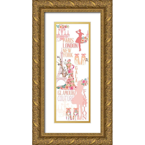 Fashion Floral Gold Ornate Wood Framed Art Print with Double Matting by Bailey, Ann