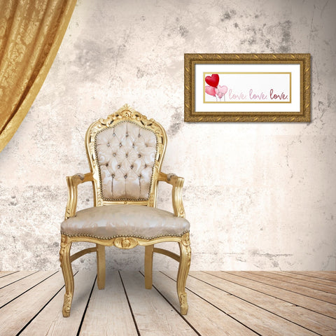 Love Balloons Gold Ornate Wood Framed Art Print with Double Matting by Bailey, Ann