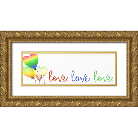 Love Balloons 2 Gold Ornate Wood Framed Art Print with Double Matting by Bailey, Ann