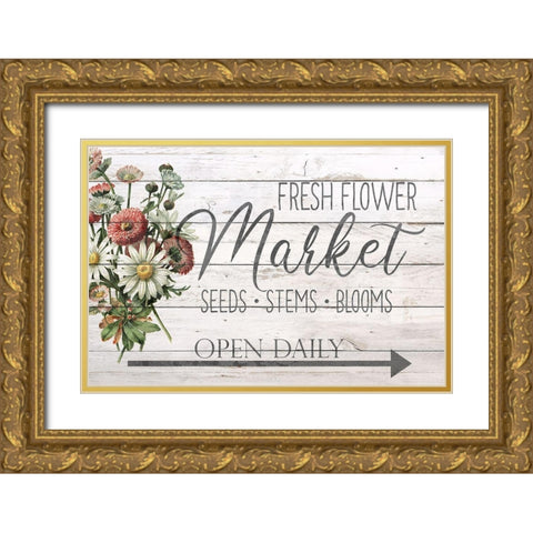 Fresh Flowers Gold Ornate Wood Framed Art Print with Double Matting by Bailey, Ann