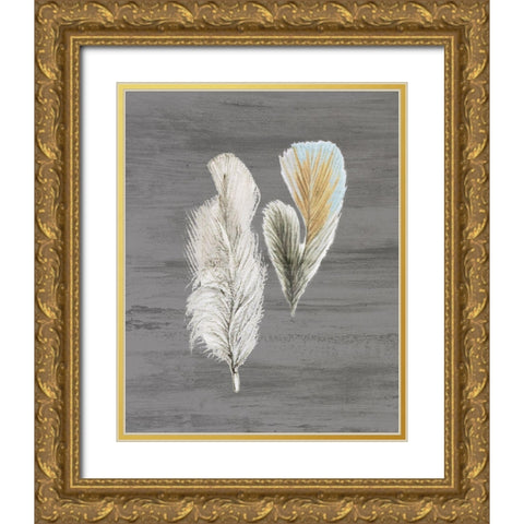 Feathers 2 Gold Ornate Wood Framed Art Print with Double Matting by Bailey, Ann
