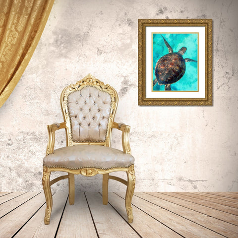 Sea Turtle 2 Gold Ornate Wood Framed Art Print with Double Matting by Bailey, Ann