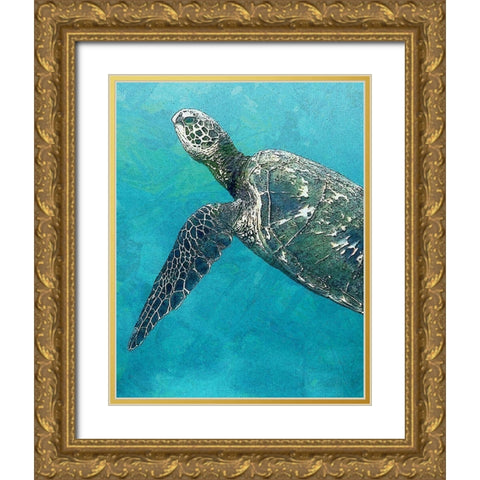 Sea Turtle 3 Gold Ornate Wood Framed Art Print with Double Matting by Bailey, Ann