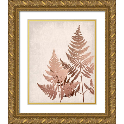 Copper Pink Ferns 2 Gold Ornate Wood Framed Art Print with Double Matting by Bailey, Ann
