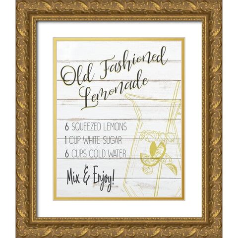 Old Fashioned Lemondae Recipe Gold Ornate Wood Framed Art Print with Double Matting by Bailey, Ann