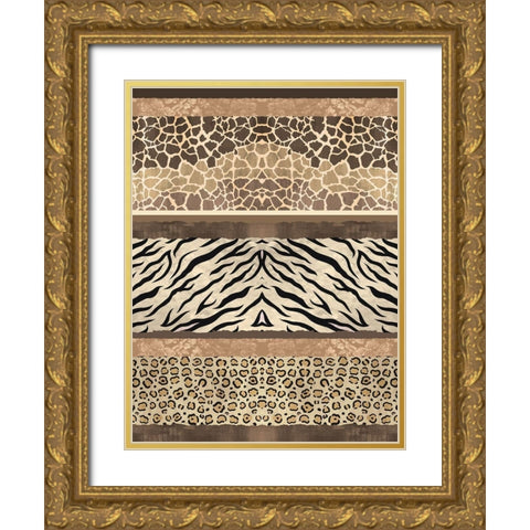 Exotic Safari Stripe Gold Ornate Wood Framed Art Print with Double Matting by Bailey, Ann