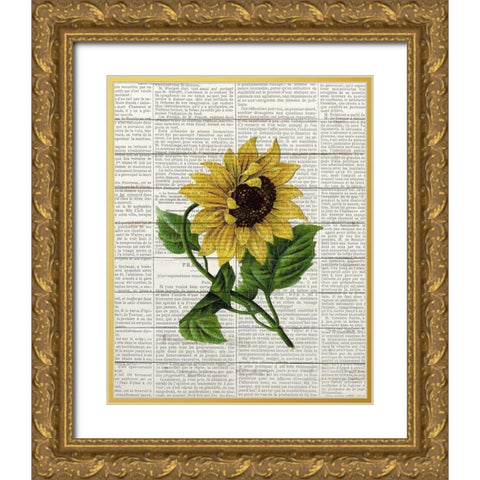 Sunflower Print 1 Gold Ornate Wood Framed Art Print with Double Matting by Bailey, Ann