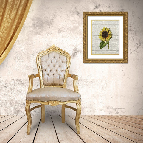 Sunflower Print 2 Gold Ornate Wood Framed Art Print with Double Matting by Bailey, Ann