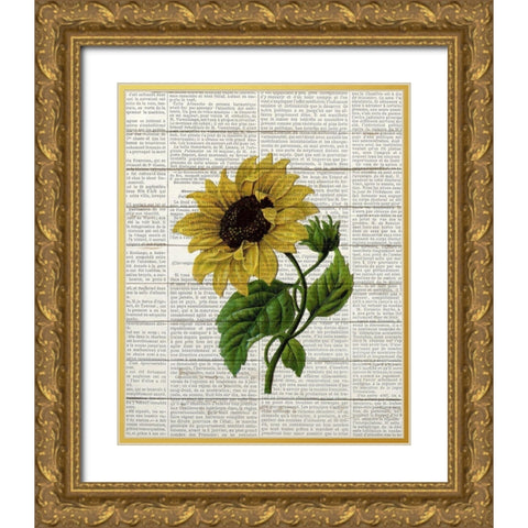 Sunflower Print 3 Gold Ornate Wood Framed Art Print with Double Matting by Bailey, Ann