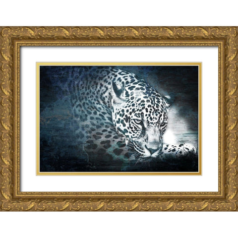 Jungle Cat Gold Ornate Wood Framed Art Print with Double Matting by Bailey, Ann