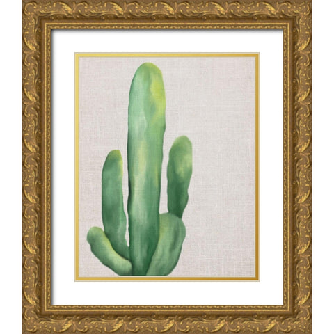Linen Cactus 1 Gold Ornate Wood Framed Art Print with Double Matting by Bailey, Ann