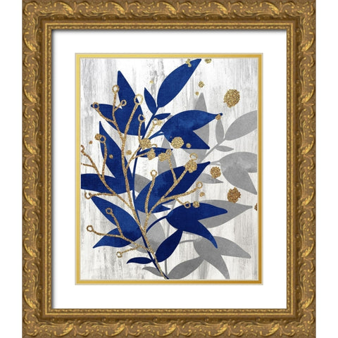 Blue and Grey 1 Gold Ornate Wood Framed Art Print with Double Matting by Bailey, Ann