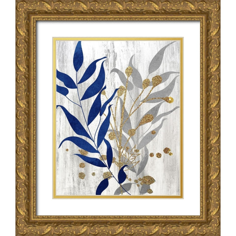 Blue and Grey 2 Gold Ornate Wood Framed Art Print with Double Matting by Bailey, Ann