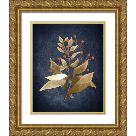 Botanical Blue 1 Gold Ornate Wood Framed Art Print with Double Matting by Bailey, Ann