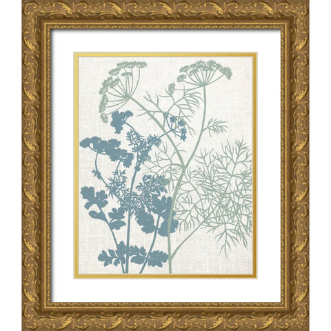 Linen Herbs 1 Gold Ornate Wood Framed Art Print with Double Matting by Bailey, Ann