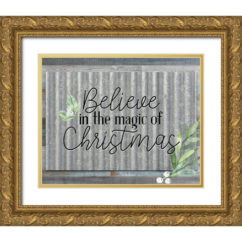 Believe Galvanized Gold Ornate Wood Framed Art Print with Double Matting by Bailey, Ann