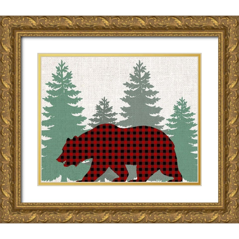 Bear Plaid Gold Ornate Wood Framed Art Print with Double Matting by Bailey, Ann