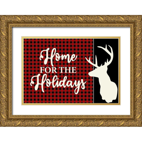 Home for the Holidays Gold Ornate Wood Framed Art Print with Double Matting by Bailey, Ann