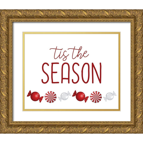 Tis the Season Candy Gold Ornate Wood Framed Art Print with Double Matting by Bailey, Ann