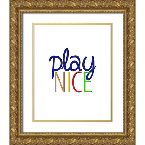 Play Nice 1 Gold Ornate Wood Framed Art Print with Double Matting by Bailey, Ann