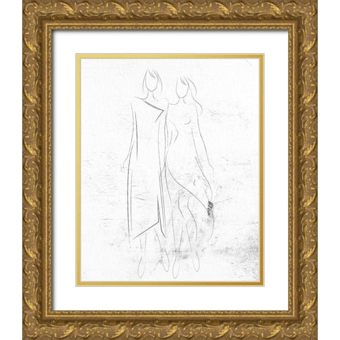 Fashion Sketch 2 Gold Ornate Wood Framed Art Print with Double Matting by Bailey, Ann
