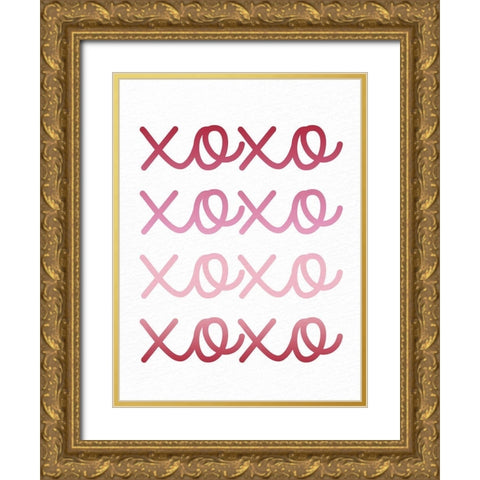 Ombre XOXO Gold Ornate Wood Framed Art Print with Double Matting by Bailey, Ann