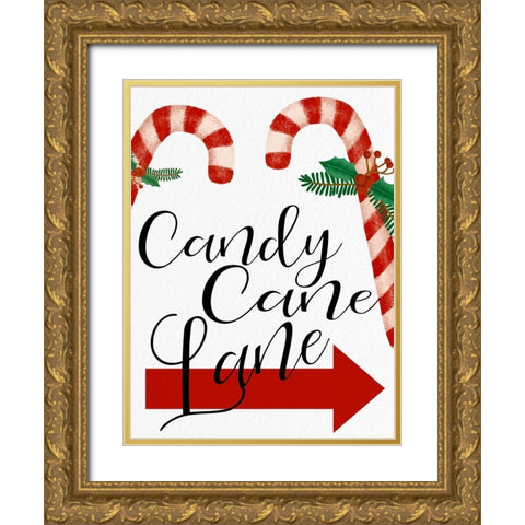 Candy Cane Lane Gold Ornate Wood Framed Art Print with Double Matting by Bailey, Ann