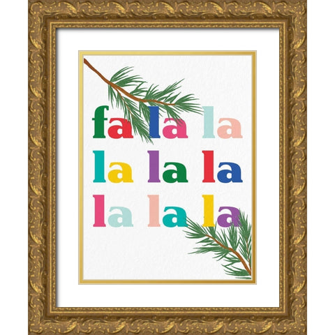 Fa La La Gold Ornate Wood Framed Art Print with Double Matting by Bailey, Ann