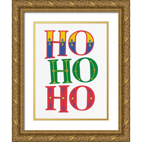 Ho Ho Ho Gold Ornate Wood Framed Art Print with Double Matting by Bailey, Ann