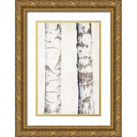 Birches 3 Gold Ornate Wood Framed Art Print with Double Matting by Bailey, Ann
