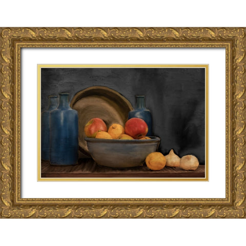 Fruit And Jars Gold Ornate Wood Framed Art Print with Double Matting by Bailey, Ann