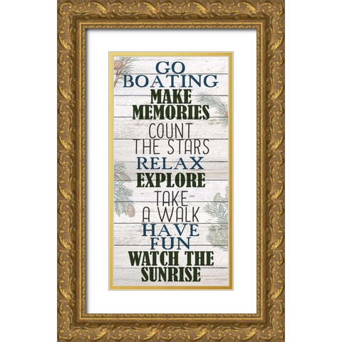 Cabin Rules 2 Gold Ornate Wood Framed Art Print with Double Matting by Bailey, Ann