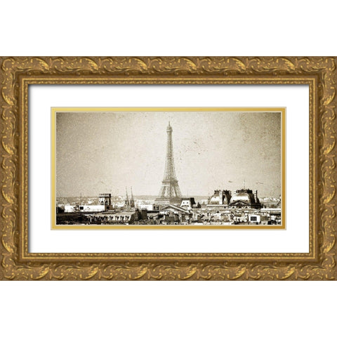 Paris Skyline Gold Ornate Wood Framed Art Print with Double Matting by Bailey, Ann