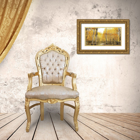Aspen Pathway Gold Ornate Wood Framed Art Print with Double Matting by Bailey, Ann