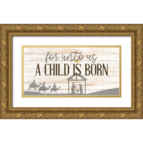 A Child Gold Ornate Wood Framed Art Print with Double Matting by Bailey, Ann