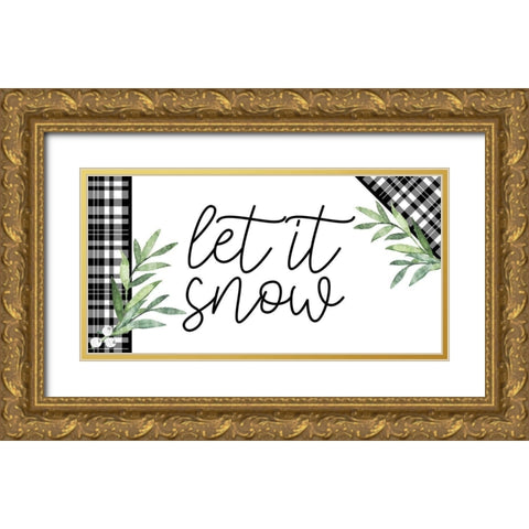 Let it Snow Gold Ornate Wood Framed Art Print with Double Matting by Bailey, Ann