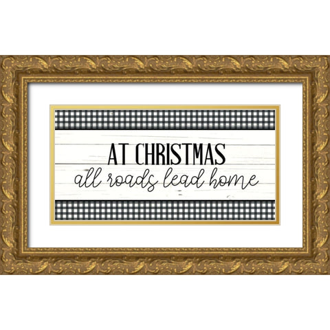 At Christmas Gold Ornate Wood Framed Art Print with Double Matting by Bailey, Ann