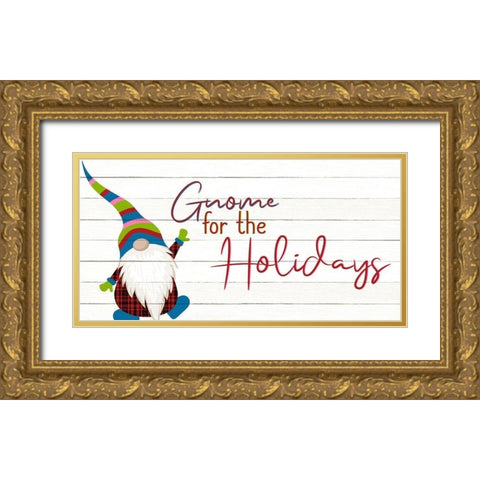 Gnome for the Holidays Gold Ornate Wood Framed Art Print with Double Matting by Bailey, Ann