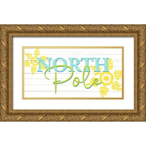 North Pole Bright Gold Ornate Wood Framed Art Print with Double Matting by Bailey, Ann